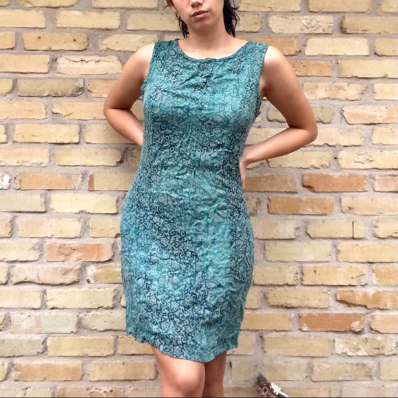handmade psychedelic 50s / 60s mod style dress 🦋 sea green / teal pattern - Picture 1 of 2